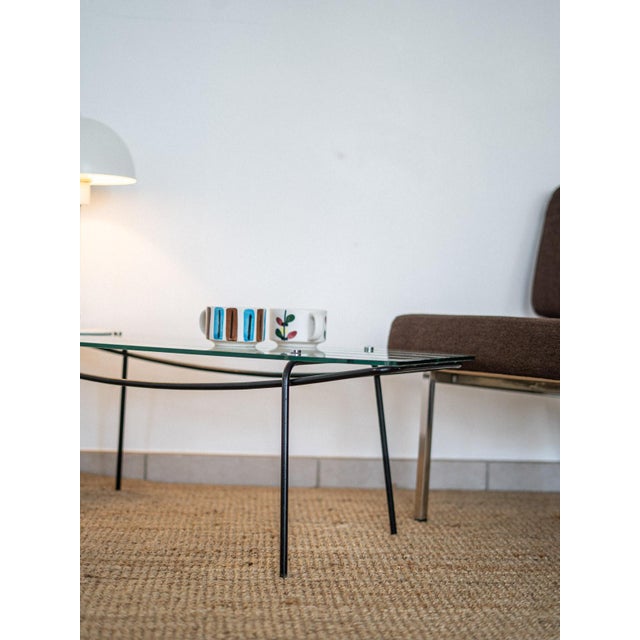 Metal Mid-Century Glass and Metal Coffee Table, 1950s For Sale - Image 7 of 9