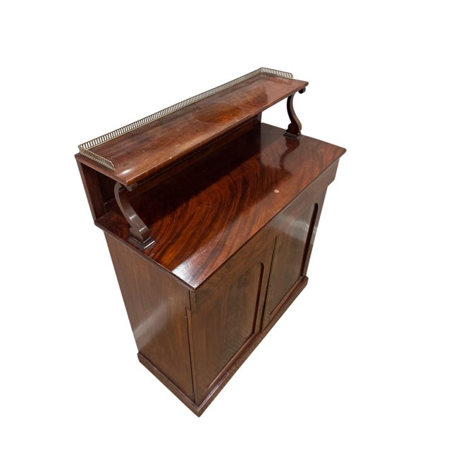 Mid 20th Century Mid 20th Century English Regency Style Mahogany Chiffonier Cabinet With Gallery Shelf For Sale - Image 5 of 5
