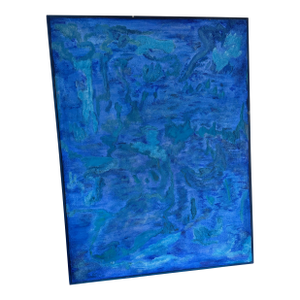 Large Vintage Blue Abstract Art