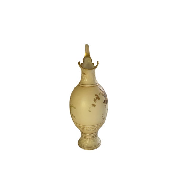 Mid 19th Century Antique 14" Royal Worcester Snake Handle Ewer Shape 137 A. Stowell Boston Blush Ivory Made in England C. 1880s-1890s For Sale - Image 5 of 8