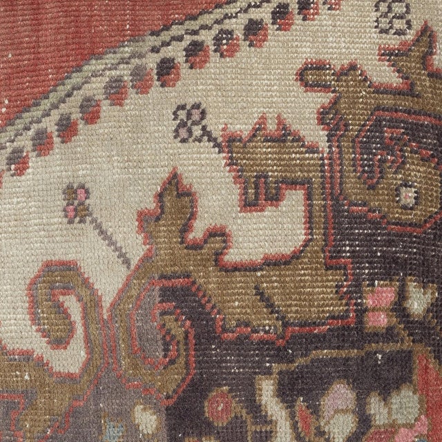 Add a touch of history and warmth to your space with this vintage handmade Turkish wool rug cushion cover. Crafted from...