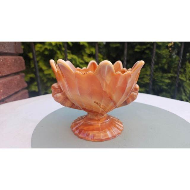 Goldenrod Art Deco Glass Cake Stand from United Glassware STS Abel, 1930s For Sale - Image 8 of 8