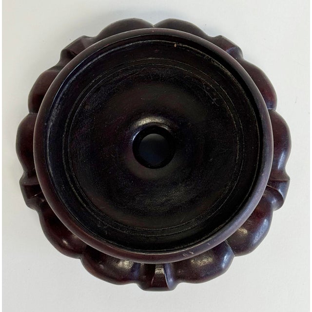 Brown Carved Wood Ginger Jar Riser or Candle Stand For Sale - Image 8 of 8