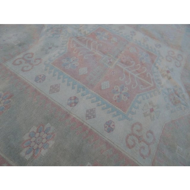 Baby Blue Distressed Oversize Turkish Kars Oushak Rug - 6′10″ × 8′9″ For Sale - Image 8 of 10