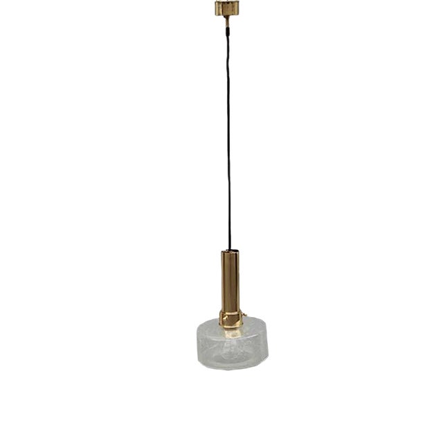 Brass and Murano Glass Pendant Lamp, 1970s For Sale
