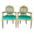 Tufted Chair Green French Rococo Style - Set of 2 For Sale