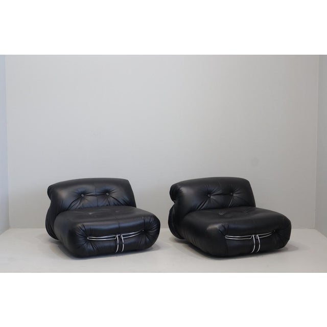 Cassina Soriana Armchair in Leather by Afra and Tobia Scarpa for Cassina, 1969, Set of 2 For Sale - Image 4 of 16