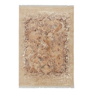 Rug & Kilim’s Modern Classics Rug in Beige-Brown With Floral & Abstract Patterns For Sale