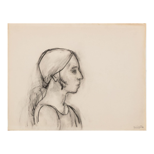 Manfred Schwartz Portrait of a Woman Charcoal