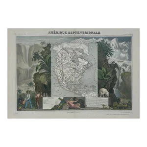 1845 Map of North America by Victor Levasseur
