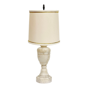 Antique Mid Century Italian Carved Alabaster Urn Table Lamp