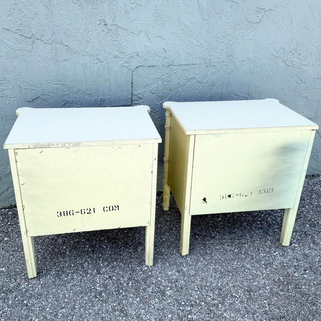 Wood Vintage Coastal Faux Bamboo Bali Hai Nightstands by Henry Link - A Pair For Sale - Image 7 of 10