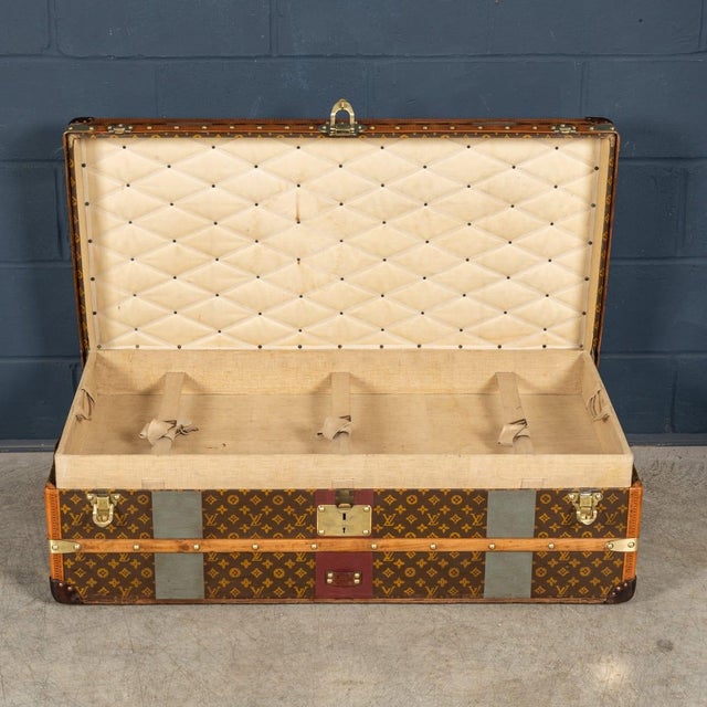 Antique Steamer Trunk in Monogram Canvas from Louis Vuitton, France, 1920s For Sale - Image 12 of 18