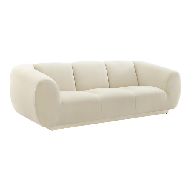 Emmet Cream Velvet Sofa For Sale