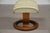 1990s Ekornes Stressless Off White Cream Leather Teak Ottoman For Sale - Image 4 of 7