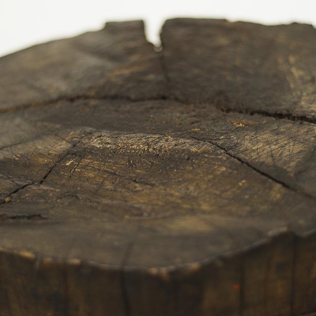 Rustic Primitive Wabi Sabi Rustic Farmhouse Chopping Block / Side Table For Sale - Image 3 of 9