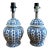 Small Blue and White Geometric Pattern Ceramic Ginger Jar Lamps - Set of Two For Sale