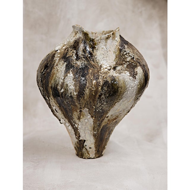 2020s Tall Woodland Organic Hand Painted Vase For Sale - Image 5 of 9