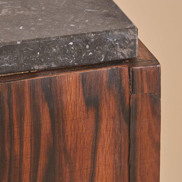 French Art Deco Rosewood Pedestal with Marble Top, 1940s For Sale - Image 11 of 11