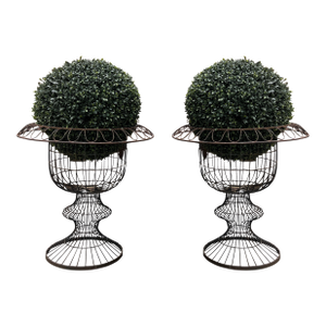 Pair of Extra Large Scale French Wire Garden Urns