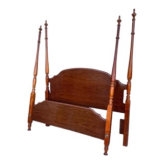 Broyhill Georgian Cherry Wood Queen Size Bed Made in North Carolina For Sale