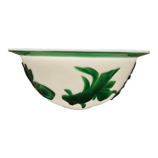 Antique Peking Glass Bowl With Flowers and Fish Motifs For Sale