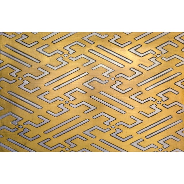 Early 21st Century Giuseppe Caiafa, Magnetic Path Optical Panel, 2025, Wood in Gold and Silver Leaf For Sale - Image 5 of 5