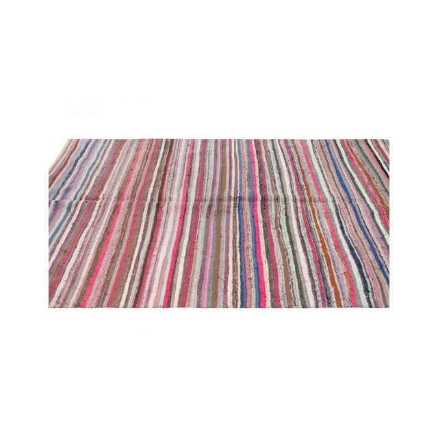 Vintage Striped Turkish Rag Rug - 5`5" X 8`4" For Sale - Image 4 of 6