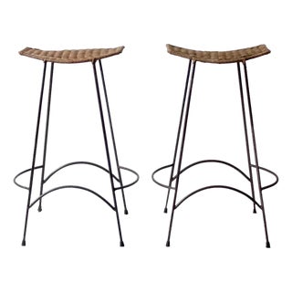 Arthur Umanoff Style Bar Stools Pair For Sale
