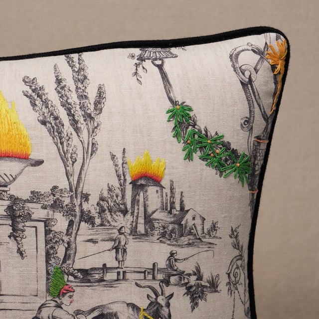 Schumacher Schumacher x Richard Saja La Liberté Americaine Lumbar Pillow In Multiverse For Sale - Image 4 of 5