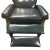 1990s Vintage Leather Wingback Button Tufted Recliner With Mahogany Frame and Brass Nailhead Trim - Dark Blue - Excellent Condition For Sale - Image 5 of 5