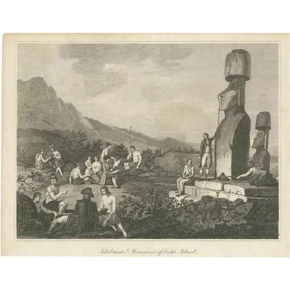 Sociable Encounters at the Monolithic Giants: Easter Islands Enigmatic Statues, 1797 For Sale