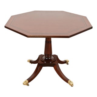 Baker Furniture Georgian Banded Mahogany Pedestal Breakfast Table or Game Table, Newly Refinished For Sale
