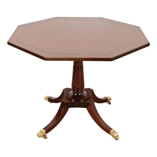 Baker Furniture Georgian Banded Mahogany Pedestal Breakfast Table or Game Table, Newly Refinished For Sale