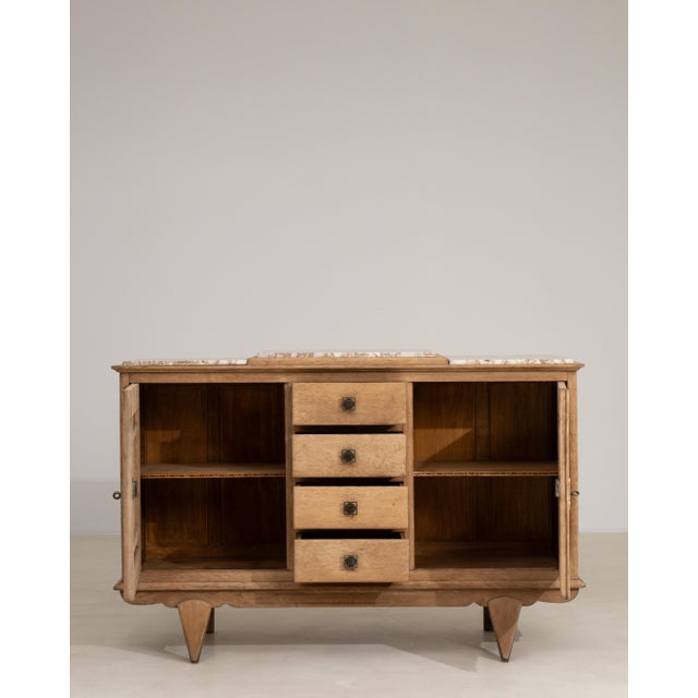 1940s Oak Art Deco Sideboard With Marble Top For Sale - Image 12 of 17