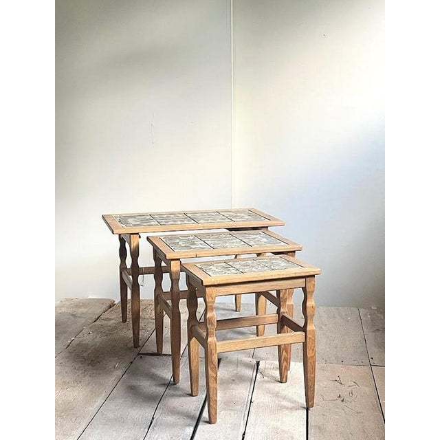 Oak Nesting Tables by Henning Kjærnulf for EG Kvalitets, Denmark, 1960s, Set of 3 For Sale - Image 4 of 11