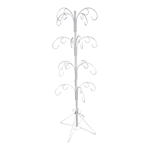 Early 21st Century White Wrought Iron 16 Hook Garden Ornament Plant Stand Holder For Sale