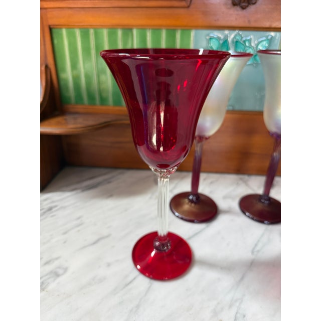 Early 21st Century Contemporary Art Glass Wines by Rick Strini - Set of 4 For Sale - Image 5 of 12