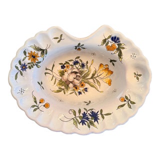 Antique French Faience Shaving Bowl For Sale