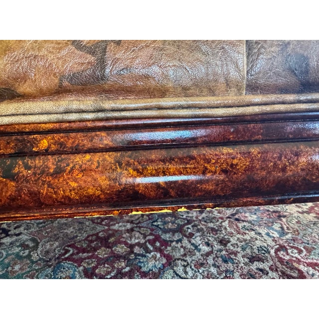 Wood Tufted Oversized Leather Ottoman -Vicente Wolf Collection For Sale - Image 7 of 12