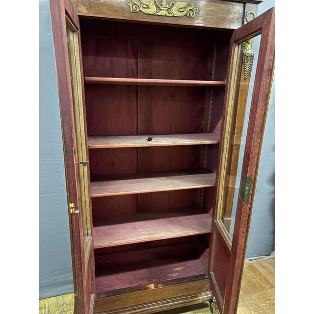 Small Empire-Style Walnut Bookcase, 1930 For Sale - Image 4 of 14