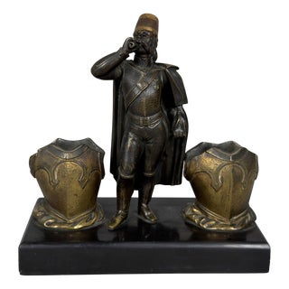 Vintage Zouave Military Sculpture in Marble, 1920s For Sale
