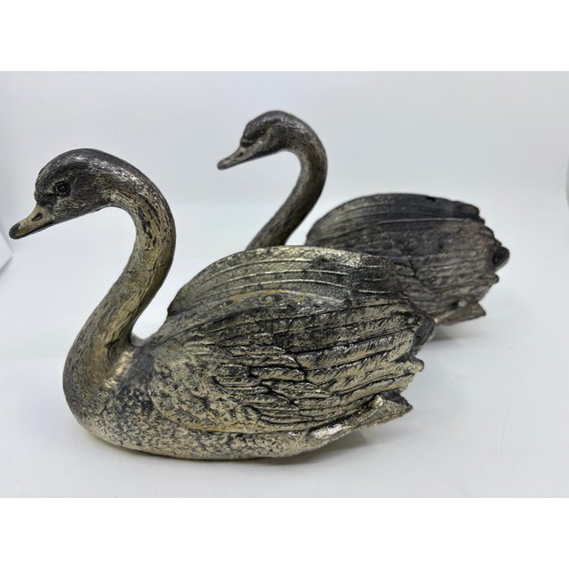 Metal Vintage Metal Swan Flower Frogs/ Table Top Decor -a Pair For Sale - Image 7 of 10