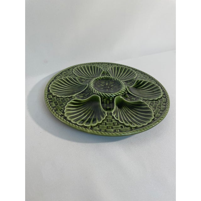Longchamp French Longchamp Green Majolica Oyster Plate, Circa 1920s For Sale - Image 4 of 12