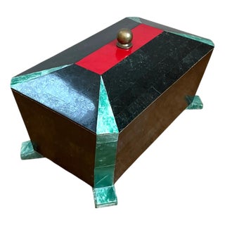 Vintage Art Deco Stone Inlay Box For Sale