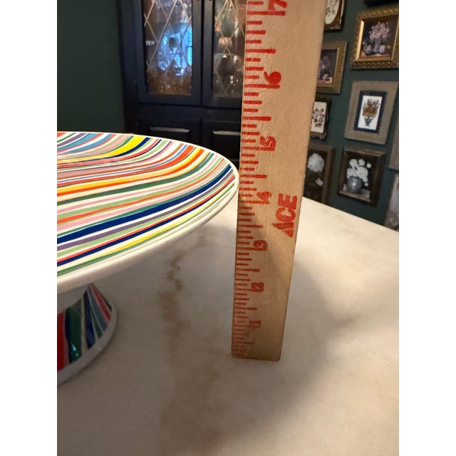 Ceramic Retro 10" 1977 Seymour Mann "Candy Stripe" Pedestal Cake Stand For Sale - Image 7 of 8