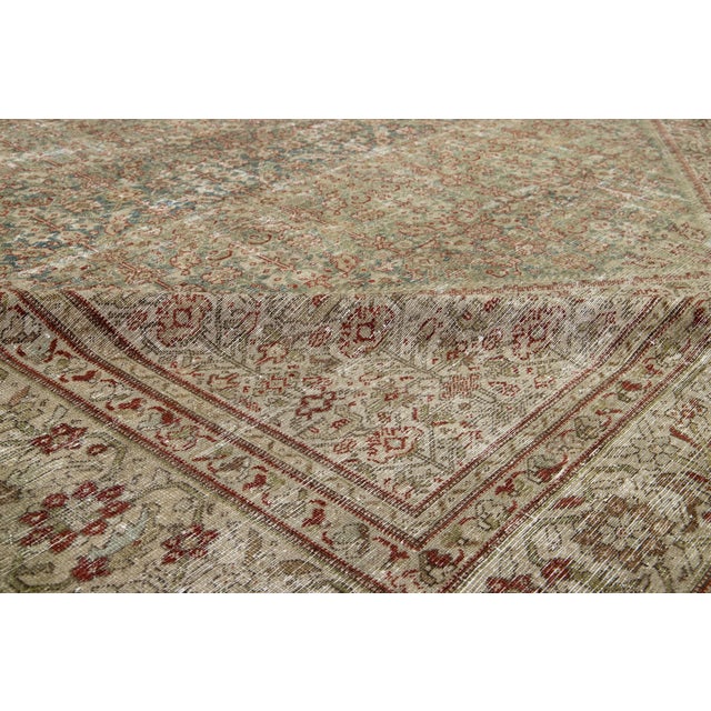 Textile Antique Persian Mahal Oversized Wool Rug in Blue With Allover Design For Sale - Image 7 of 11