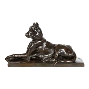 French Antique Bronze Sculpture “Great Dane” by Georges Gardet