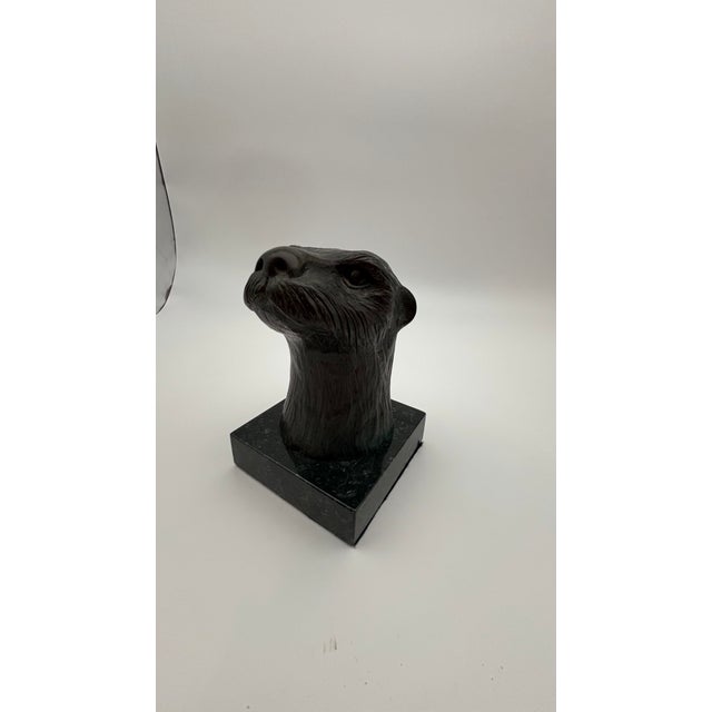 Coastal Vintage James Siebert Bronze Sea Otter Bust Sculpture Signed Dated 1982 Limited Ed. 108/700 For Sale - Image 3 of 4