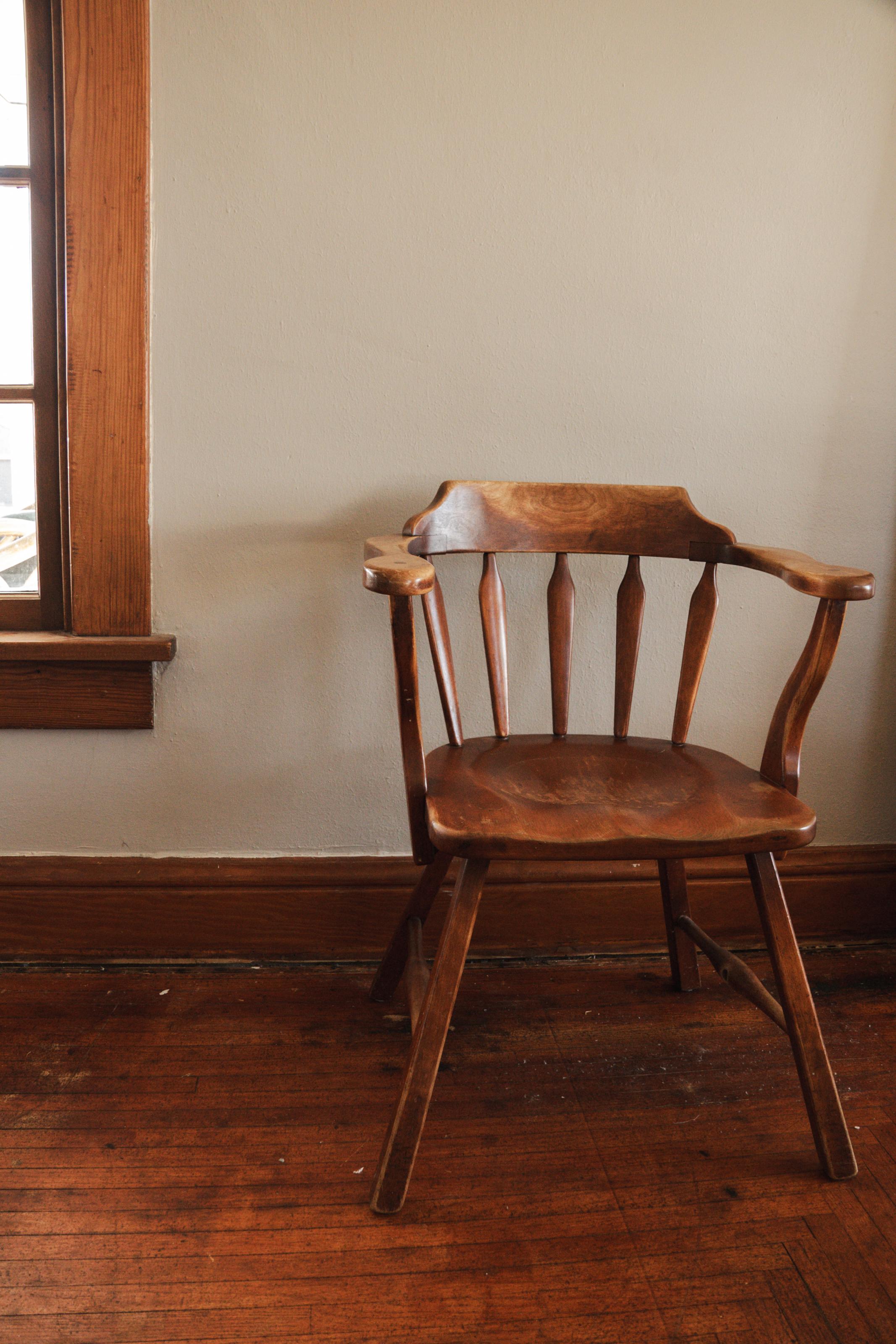 1960s Vintage Jb Van Sciver Co. Wood Captain's Chair | Chairish